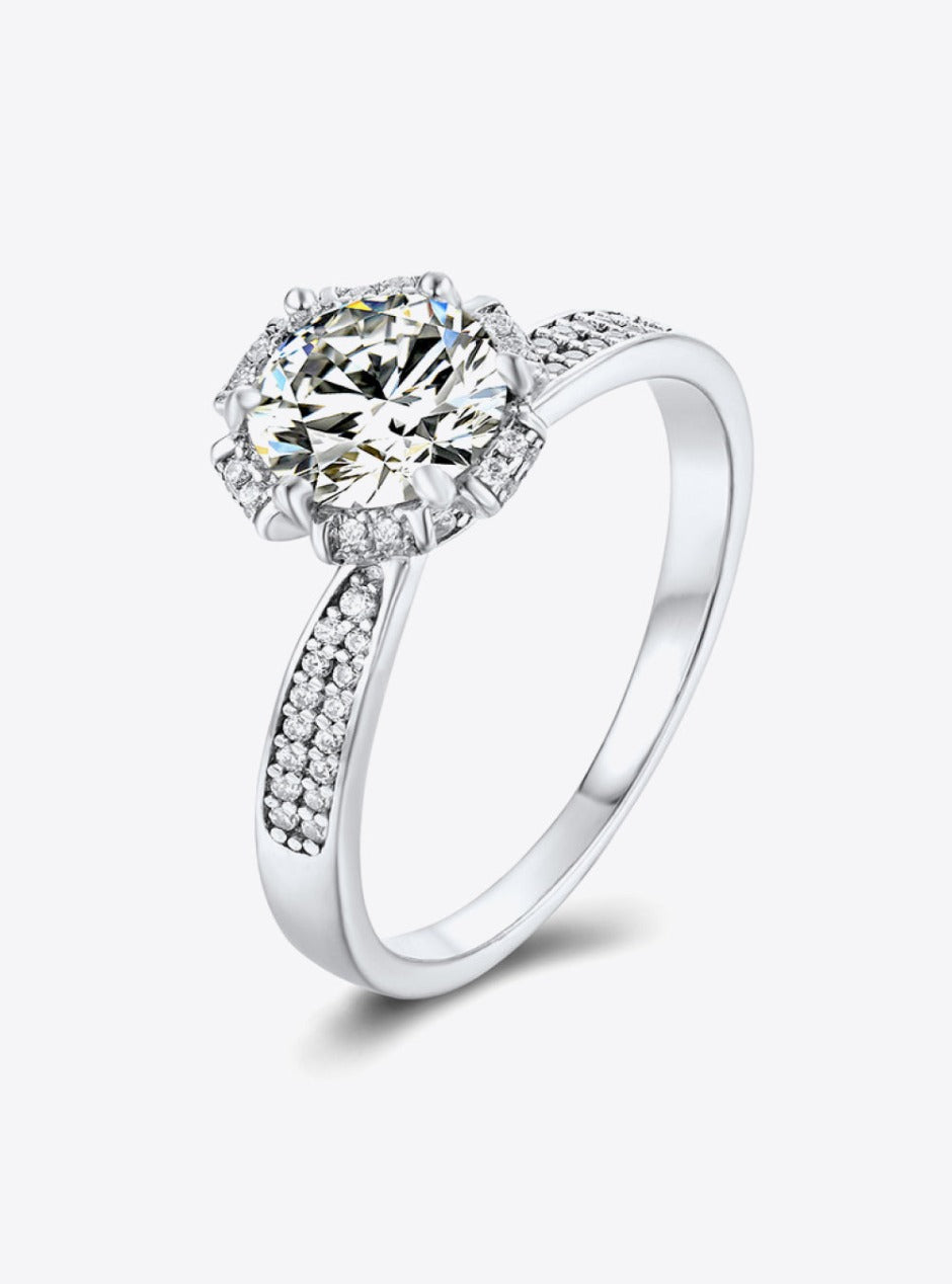  shop womens silver rings, womens 1 Carat Moissanite Ring| myluxqueen