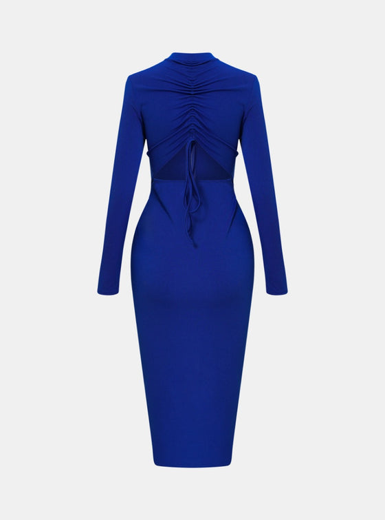 shop blue long sleeve sexy dress, blue fitted dresses, blue casual wear sexy dress, blue zip front midi dress, blue bodycon dress, blue casual sexy dress, womens blue midi dress | MYLUXQUEEN