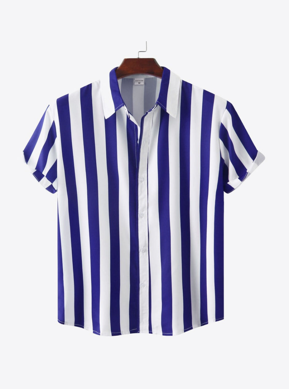  shop mens blue Striped Short Sleeve Shirt, mens blue shirts | mykingluxe